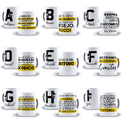 26 Artes Caneca Alfabeto Masculino Editável em Corel Draw