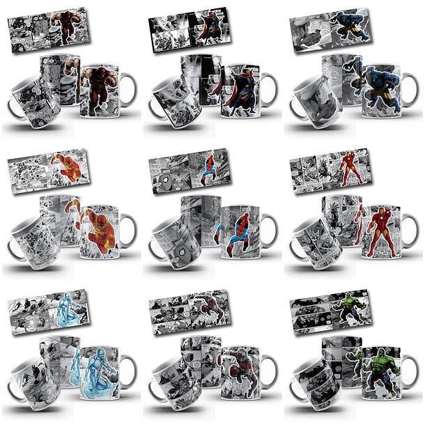 50 Artes para Caneca Super Heróis Arquivo em Jpg 1