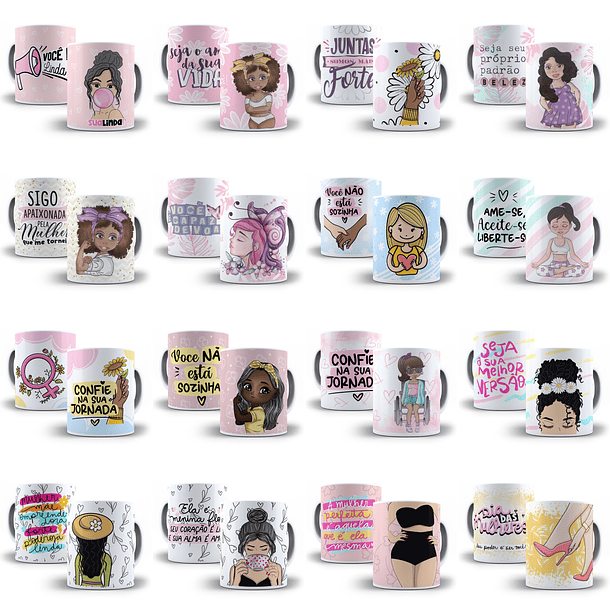 80 Artes para Caneca Dia das Mulheres Editável em Corel Draw + Png 4