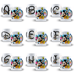 26 Artes Canecas Alfabeto Turma do Mickey Arquivo em Jpge/Png