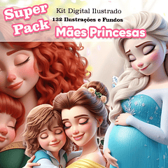Kit Digital Princesas Dia das Mães Arquivos em Png