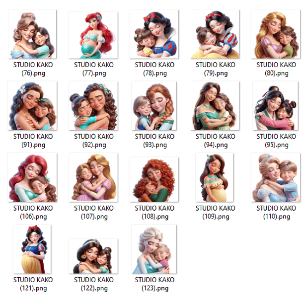 Kit Digital Princesas Dia das Mães Arquivos em Png 5