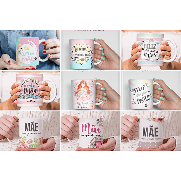 16 Artes Caneca Dia das Mães Arquivos Editável  1