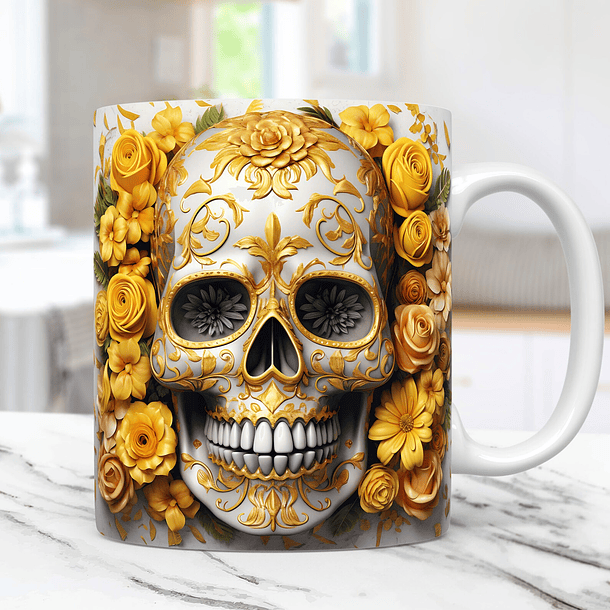 50 Artes Caneca Carveira Dia dos Mortos 3d Arquivos Png 4