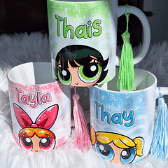 3 Artes Caneca Meninas Super Poderosas Glitter Arquivos em Jpg 