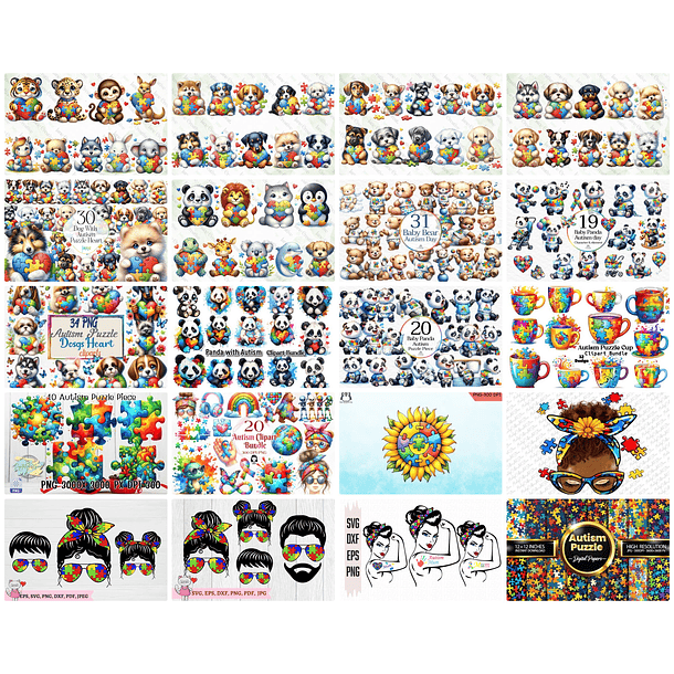 Mega Kit Digital Autismo Arquivos em Png  3