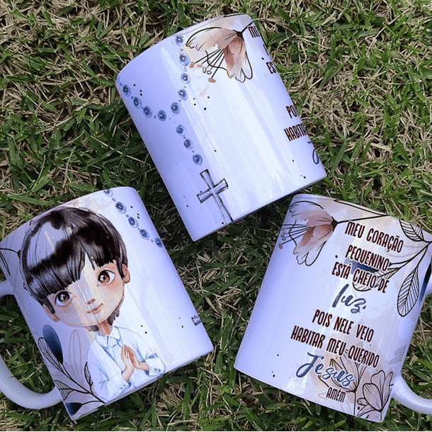 16 Artes para Caneca Primeira Eucaristia Menino e Menina Arquivo Editável 2