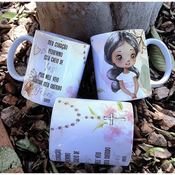 16 Artes para Caneca Primeira Eucaristia Menino e Menina Arquivo Editável 10