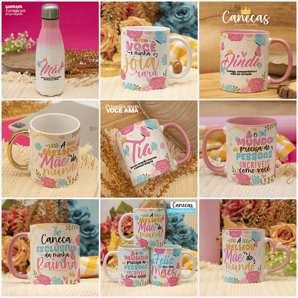 20 Artes para Caneca Floral Dia das Mães Arquivo em Jpg 2