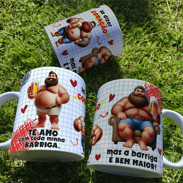 Arte Caneca Homem engraçado, um homem sem barriga, um homem sem historia Arquivo Editável 2