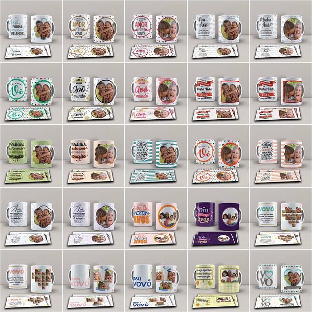 141 Artes para Caneca e Azulejo Dia dos Avós Arquivos Editável + Jpg 1