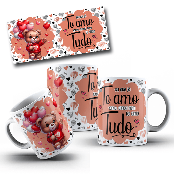 10 Artes Caneca Dia dos Namorados Ursinhos Arquivos Editáveis 8