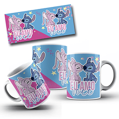 5 Artes para Caneca Dia dos Namorados Stitch e Angel Arquivo Editável 