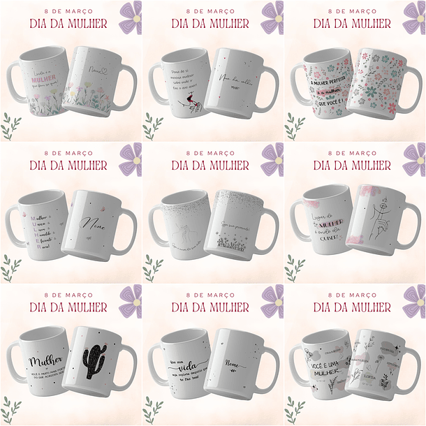 14 Artes para Caneca Dia das Mulheres Arquivo Editável 4