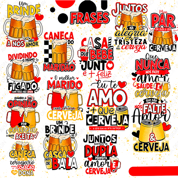 Kit digital Caneca Cheia Casal Feliz Dia dos Namorados Arquivo em Png 2