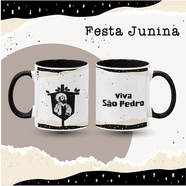 8 Artes para Caneca São João Festa Junina Xilografia Arquivo em Jpg 3