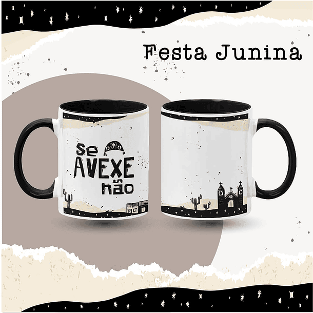 8 Artes para Caneca São João Festa Junina Xilografia Arquivo em Jpg 7