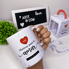 Artes para Caneca Dia dos Namorados e Maleta Motivos para te amar Arquivo Editável 