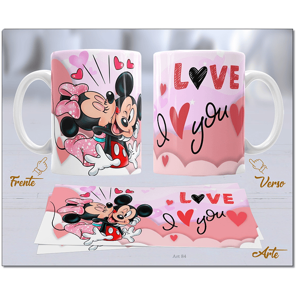 20 Artes para Caneca Dia dos Namorados Mickey e Minnie Arquivo Editável  6