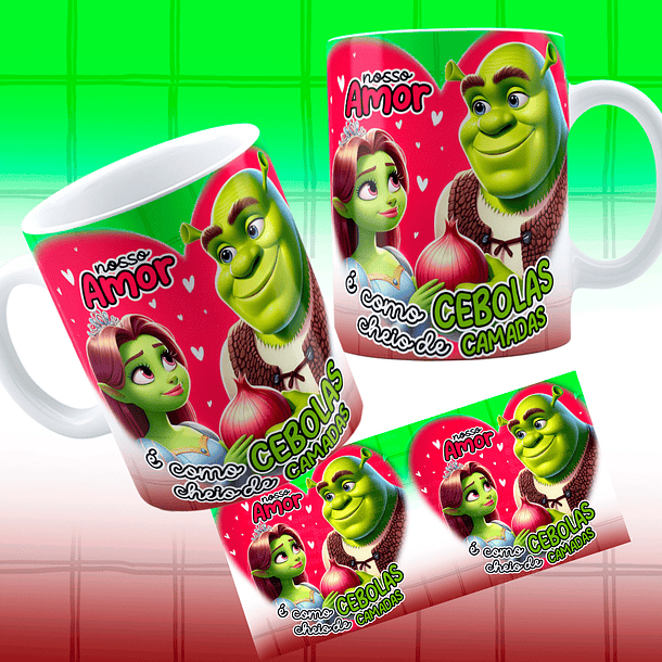 12 Artes para Caneca Dia dos Namorados Shuerk e Fiona Arquivo em Jpg 10