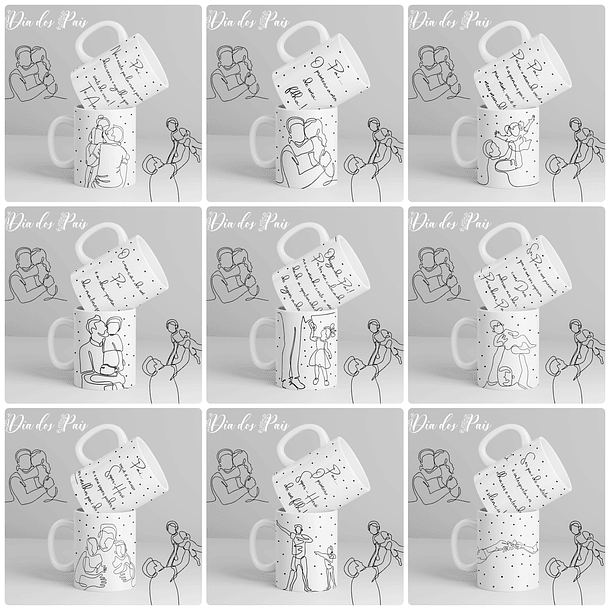 20 Artes para Caneca e Camisa Dia dos Pais em Linhas Arquivo Editável 1