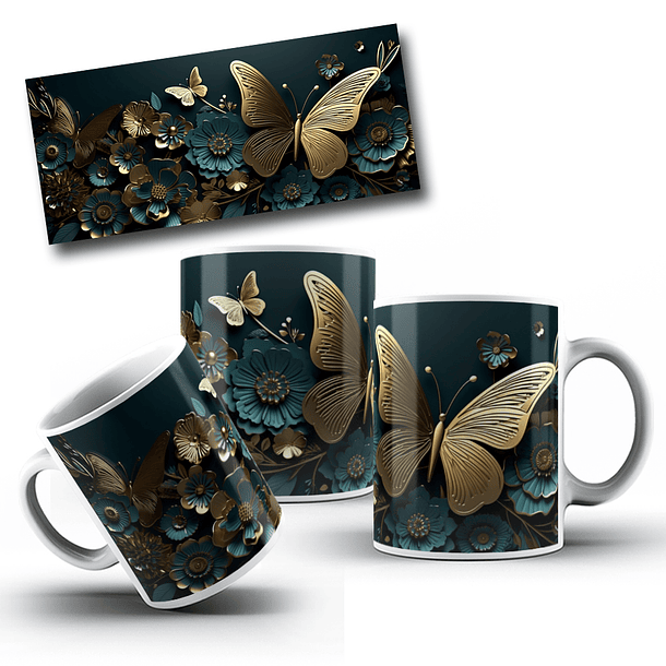 12 Artes para Caneca Borboleta 3d Arquivo em Jpg 7