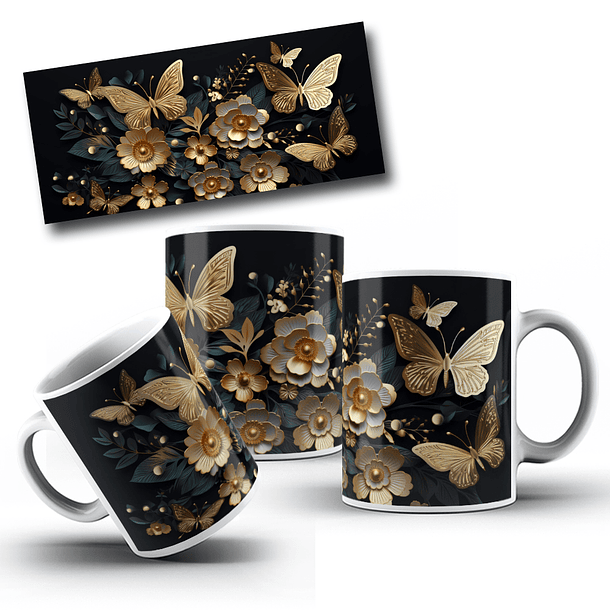 12 Artes para Caneca Borboleta 3d Arquivo em Jpg 9