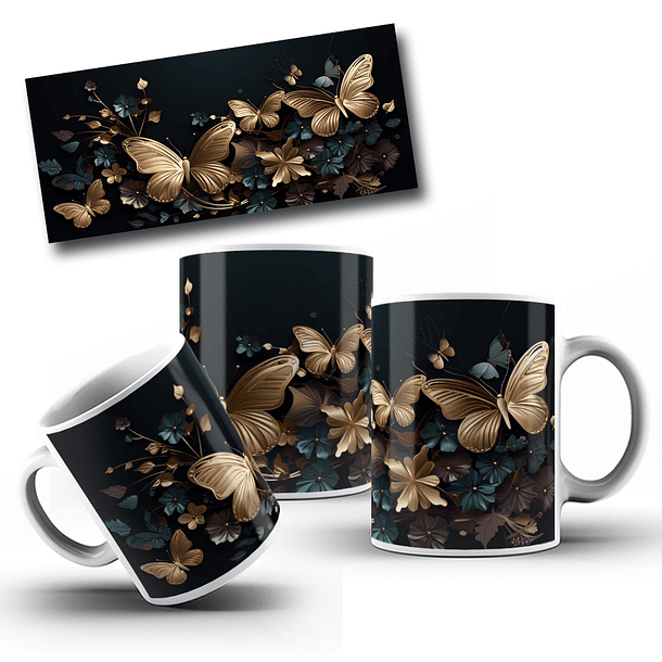 12 Artes para Caneca Borboleta 3d Arquivo em Jpg 11