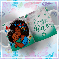 Arte Caneca Feliz Dia Das Mães Mãe E Filho Cabelo Cacheado  Arquivo Png
