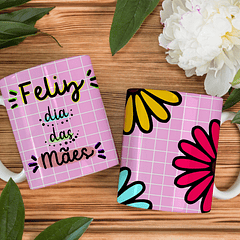 Arte Caneca Feliz Dia Das Mães Rosa e Amarela Arquivo Png