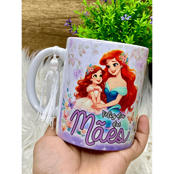 Arte Caneca Feliz Dia Das Mães Princesa Ariel Arquivo Png
