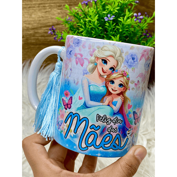 Arte Caneca Feliz Dia Das Mães Princesa Elsa Arquivo Png