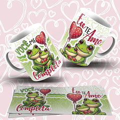 Arte Caneca Você Me Completa Eu Te Amo Sapo Arquivo Png