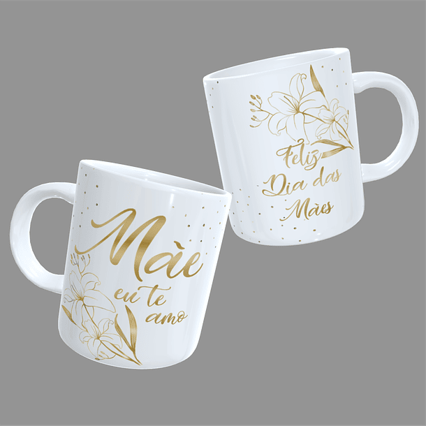 Arte Caneca Mãe Eu Te Amo Feliz Dia Das Mães Dourado Arquivo Png
