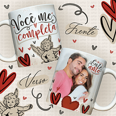Arte Caneca Você Me Completa Eu Te Amo Com Foto Arquivo Png