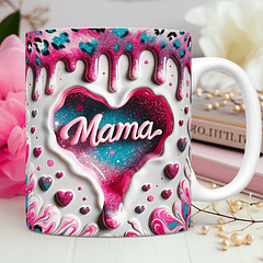 Arte Caneca Mama 3D Coração Espaço Arquivo Png