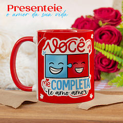 Arte Caneca Você Me Completa Te amo Amor Vermelho Arquivo Png