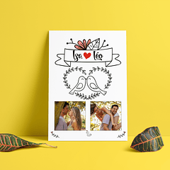 Arte Quadro dia dos Namorados Casal de Pombos Arquivo Png