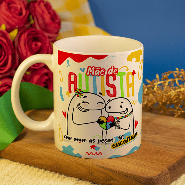 Arte Caneca Mãe De Autista Com Amor As Peças Se Encaixam  Arquivo Png