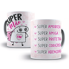 Arte Caneca Super Mãe Super Amorosa Super Amiga Super Proterora Super Corajosa Super Abençoada Arquivo Png