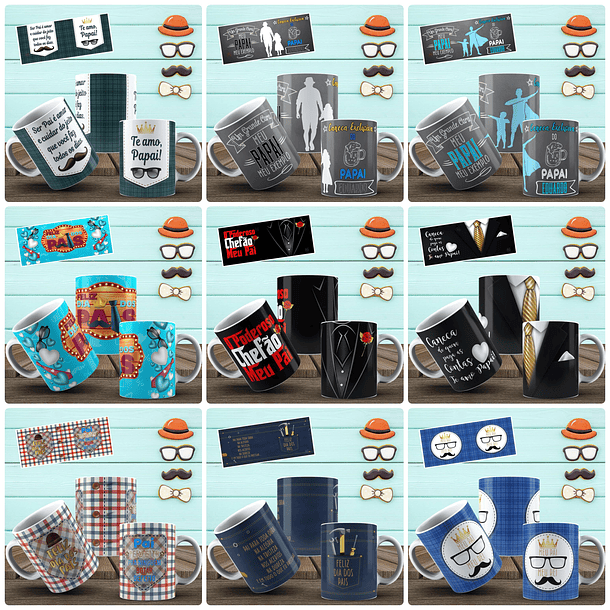 24 Artes para Caneca Dia dos Pais Arquivo Arquivo Editável 2