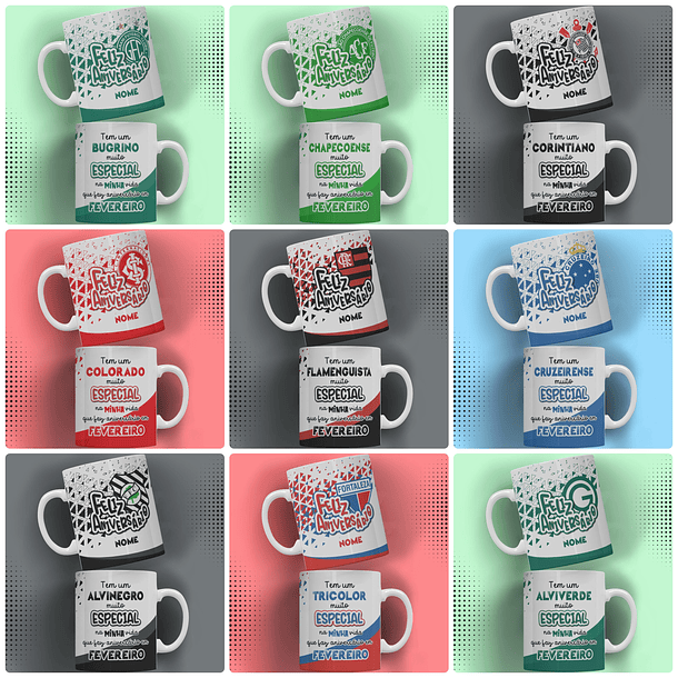 32 Artes para Caneca Times Feliz Aniversário Arquivo Editável 3