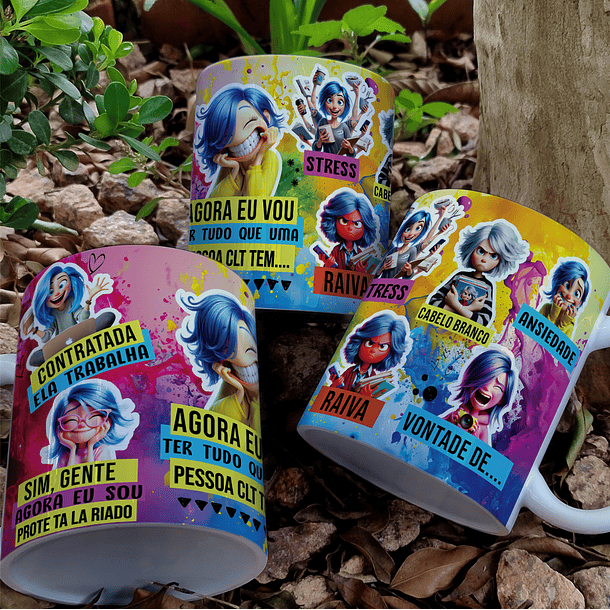 2 Artes Caneca Divertidamente CLT Emoções Arquivo em Jpg 2