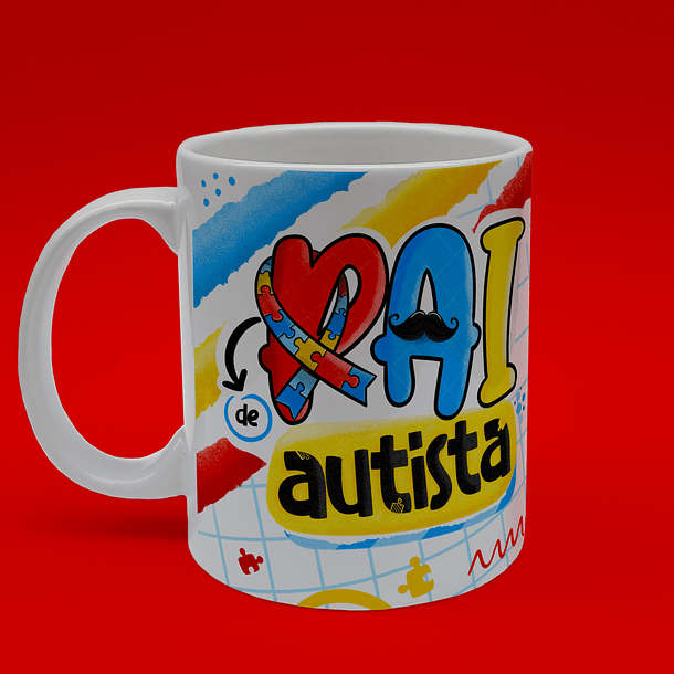 Arte Caneca Pai De Autista Bigode Arquivo Png