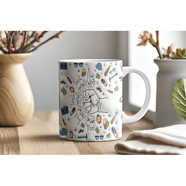 6 Artes para Caneca Dia dos Pais Mãos Inflados Arquivo em Jpg 5