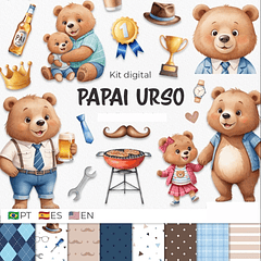 Combo 4 em 1 Kit Digital Dia dos Pais Lançamento em Png