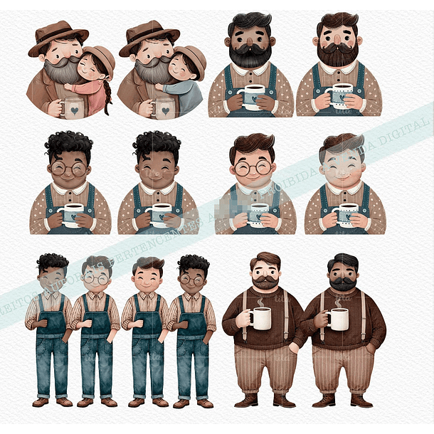 Combo 4 em 1 Kit Digital Dia dos Pais Lançamento em Png 8