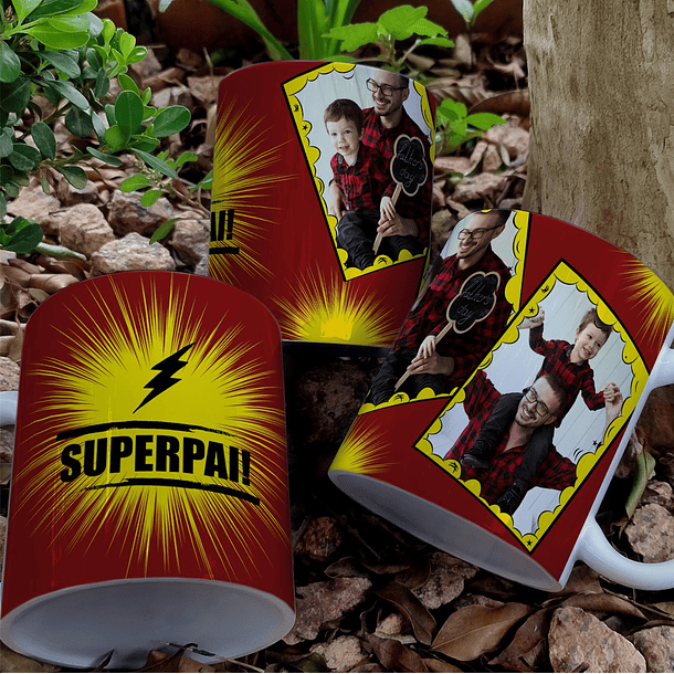 Arte Caneca Super Pai Raio Flash Arquivo Png