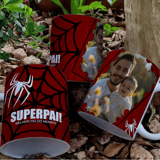 Arte Caneca SuperPai Homem Aranha Arquivo Png