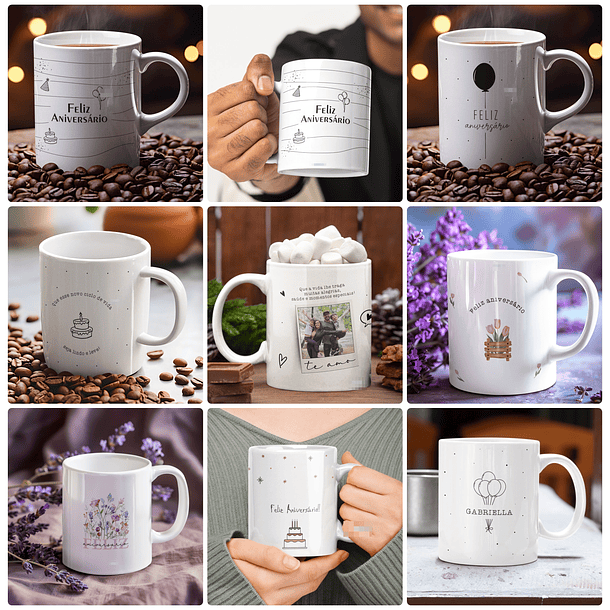 19 Artes para Caneca Aniversário Arquivo Editável 1